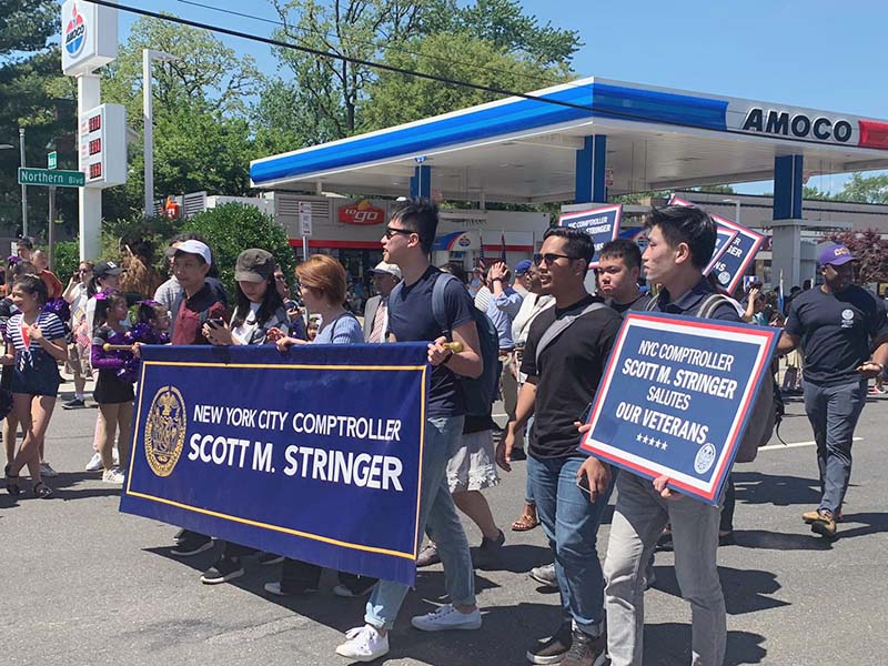 Memorial Day march with NYC Comptroller Stringer